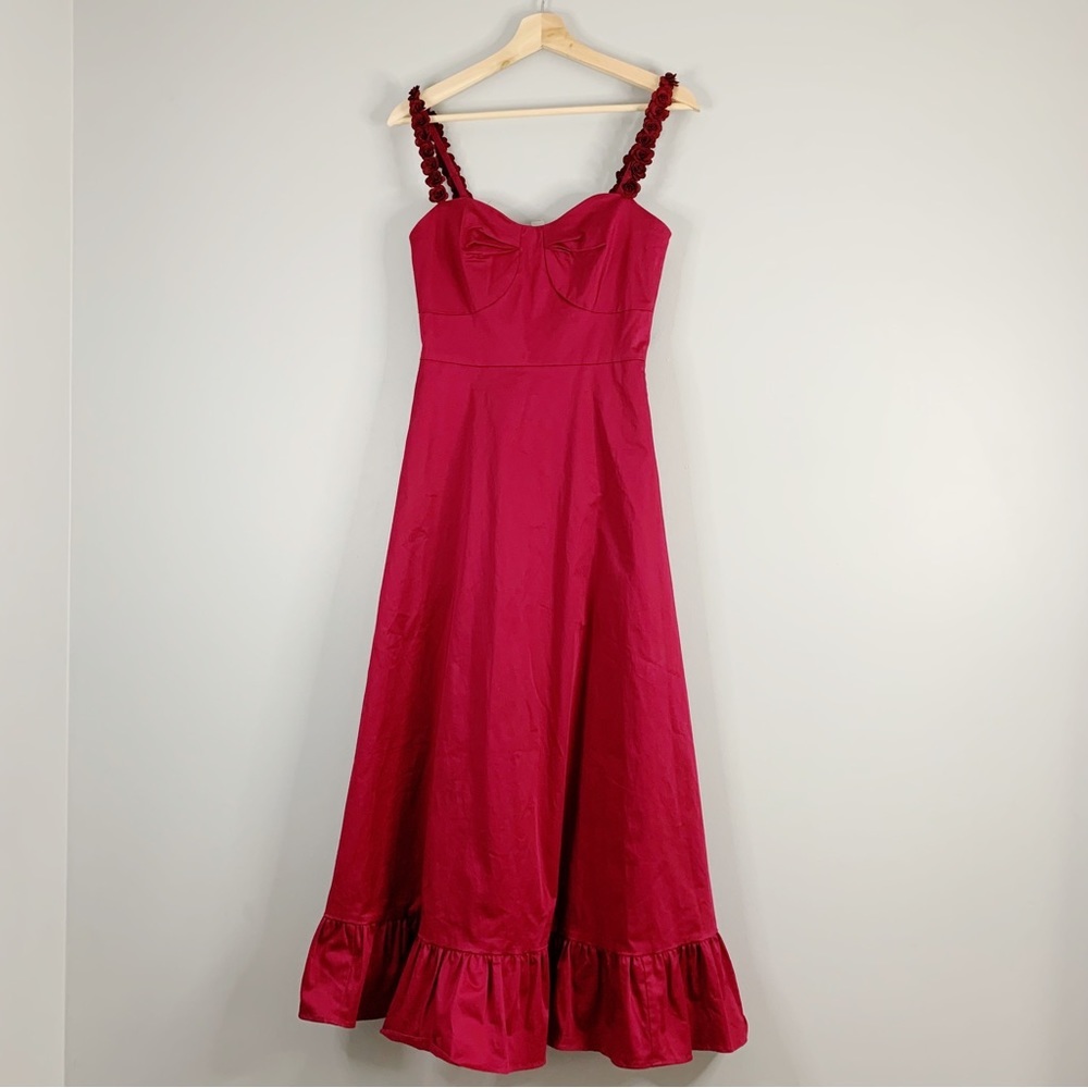 Anthropologie Fuchsia Maxi Dress with Ruffle Straps